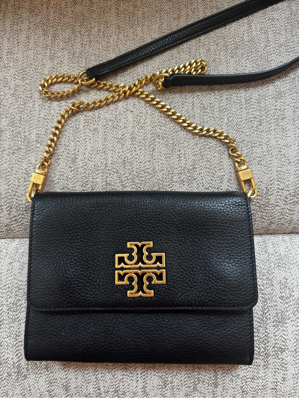 Tory Burch Black Leather Chain-Handle Crossbody Bag
